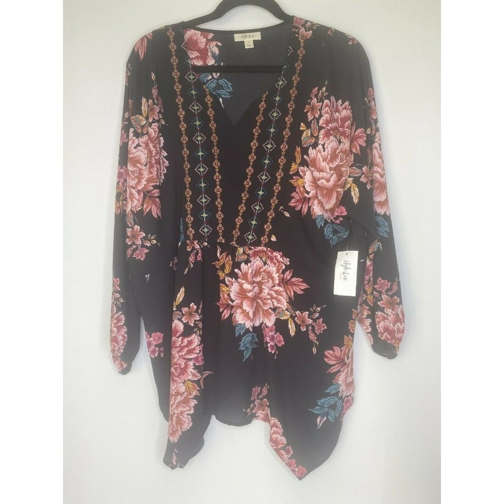 Style & Co. Black Floral Top
